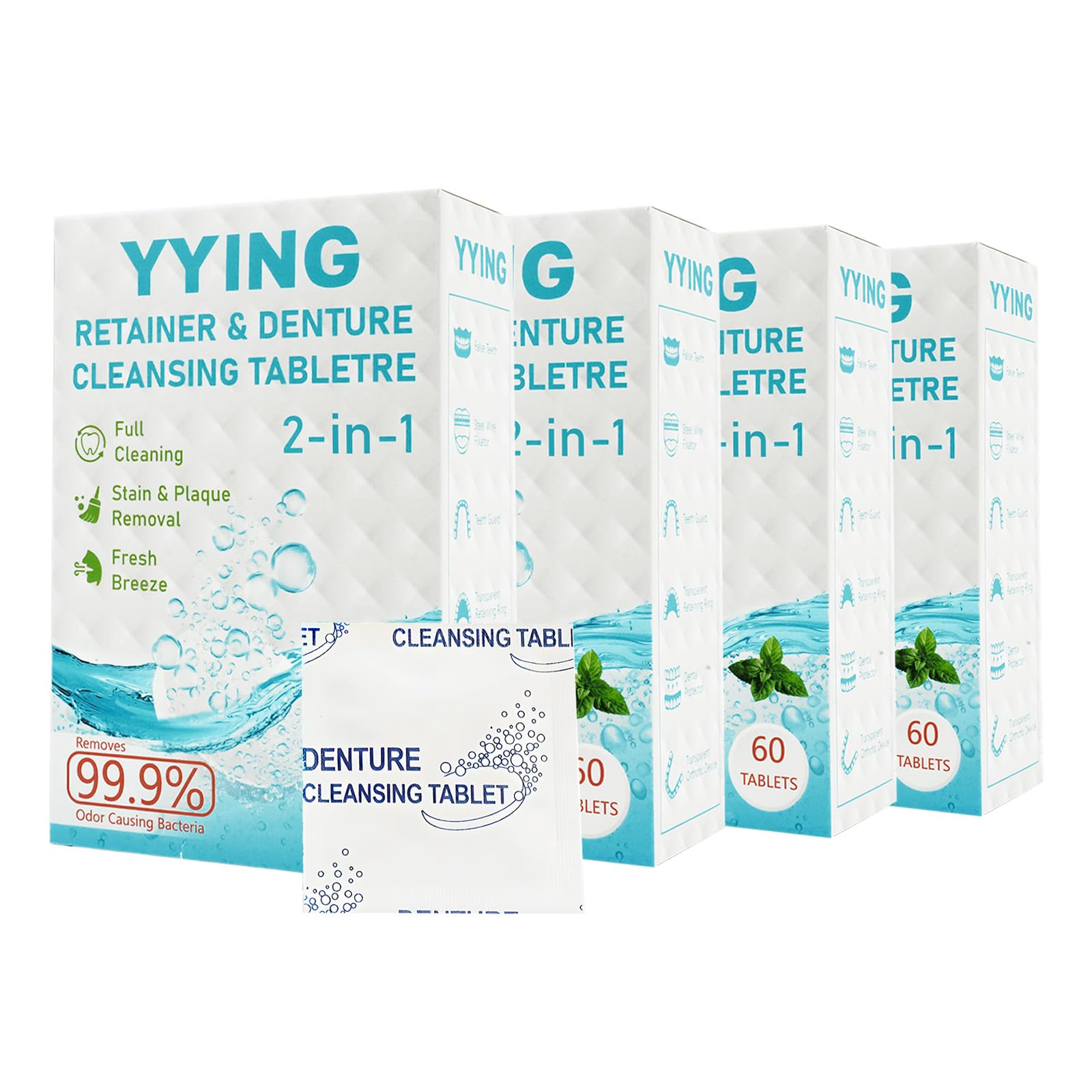 YYING Retainer Cleaner & Denture Cleaning Tablets Bulk 240 Coutn, Dental Cleaning Tablets Bulk, 8-Month Supply