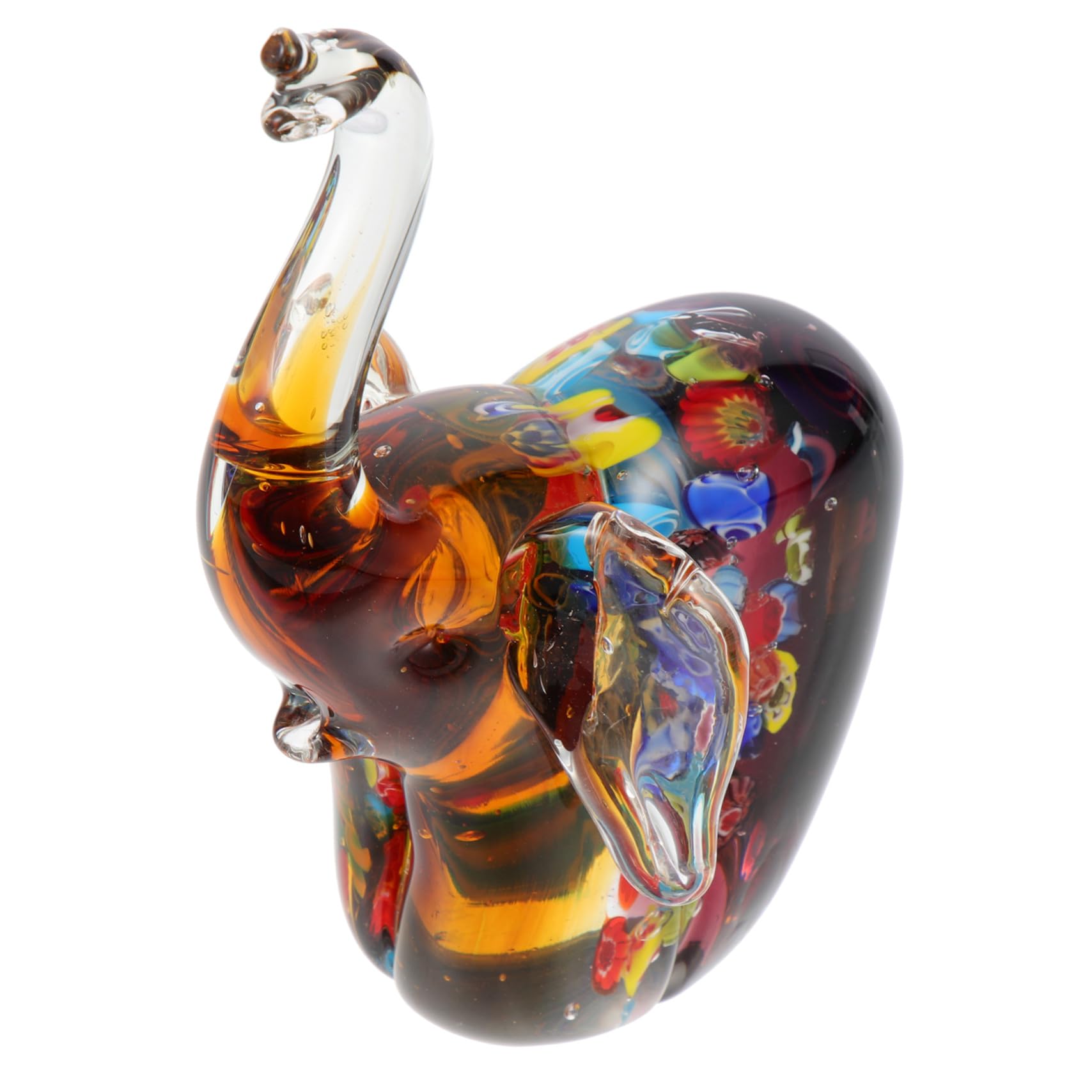 Figurine d'éléphant en verre coloré : un ornement artisanal unique pour sublimer votre intérieur