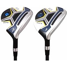 Senior Mens Rife 812s New Offset #7 + #9 Fairway Metal Wood Clubs Set Right Handed Senior Flex with Mens Senior Size Black Pro Velvet Grips Fairway Wood Set + Headcovers