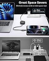 Vista 6 de Cable USB Tipo C Retráctil 5 en 1 de 100W, Paquete de 2 Cables de Carga Múltiple 5A Cable de Carga Rápida Cable USBC con USB A+C a L/C Accesorios