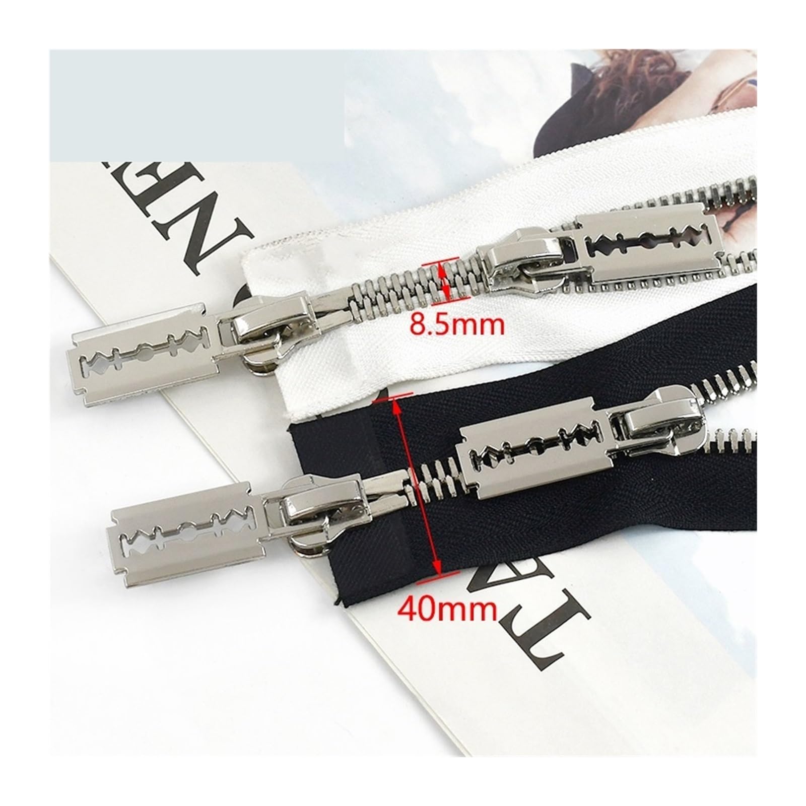 Cremallera De Dos VíAs 1 Cremallera Metálica Doble de 85/100/120 cm, 10#, bidireccional, grande, for chaquetas plumas y abrigos. Ideal for coser hacer manualidades(Black-120cm)
