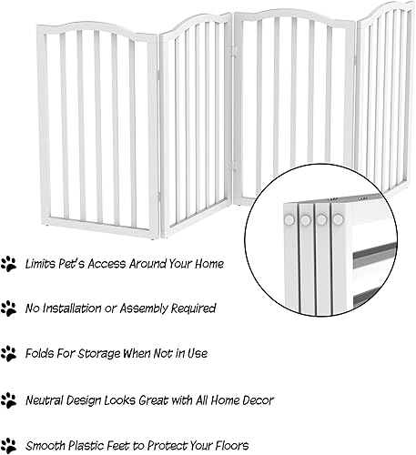 Miniatura 4 de PETMAKER Puerta interior para mascotas, puerta plegable para perros de 4 paneles para escaleras o puertas, valla independiente de 73.5 x 32 pulgadas