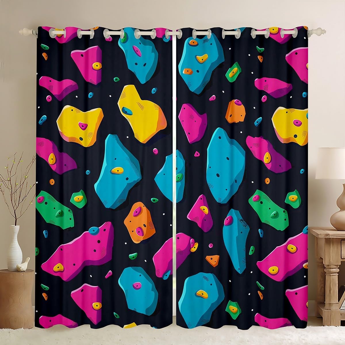 Erosebridal Sea Surfing Blackout Curtains Surfing Lover Window Curtains 2 Panels,52X63 Inch,Blue Wave Window Treatments Drapes for Kids Girls Boys Watercolor Graffiti Curtain