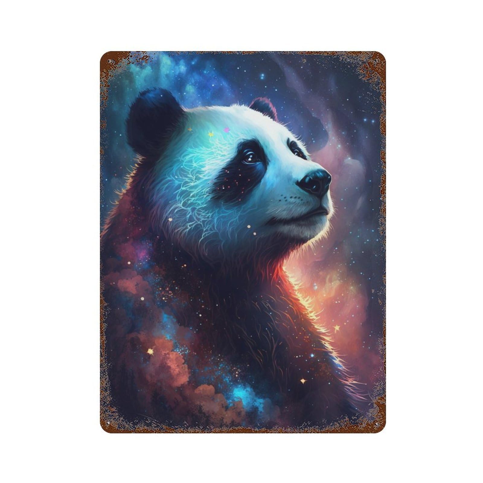 Cosmic Panda Portrait-4 Vintage Metal Tin Sign 15.7"x11.8", Ideal for Basement, Hobby Room And Garage Decor