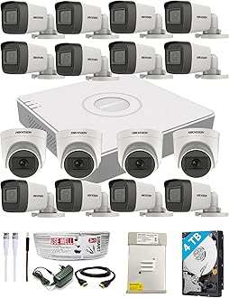 HIKVISION 16 Channel DVR with 5 MP 12 Bullet & 4 Dome Cameras with Audio Recording + 4 TB HDD + (3+1) Cable roll + 16 CH Power Supply + USEWELL BNC & DC Full Combo Kit