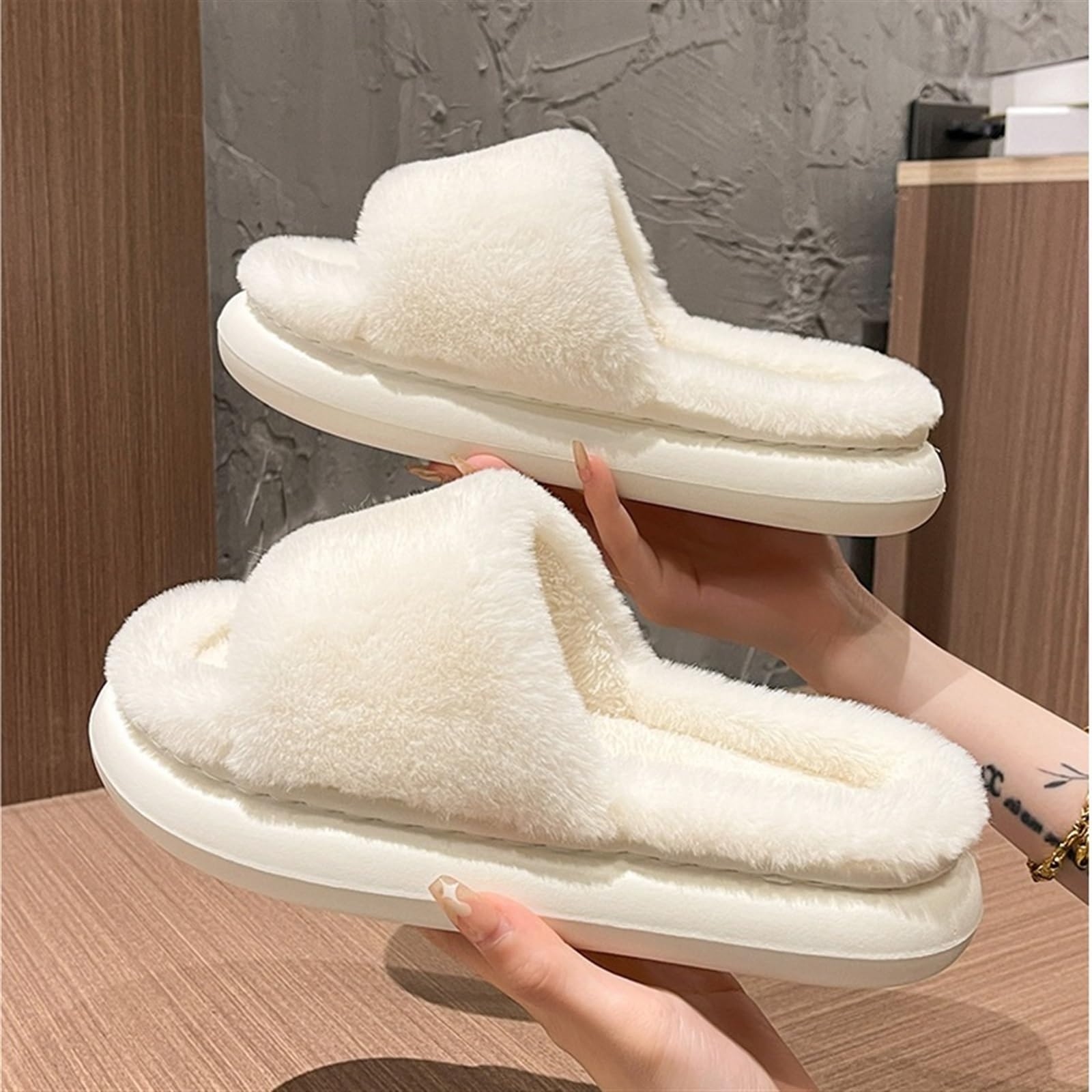 Pantoufles En Coton Pour Hommes Chaussures De Maison D'hiver Couples