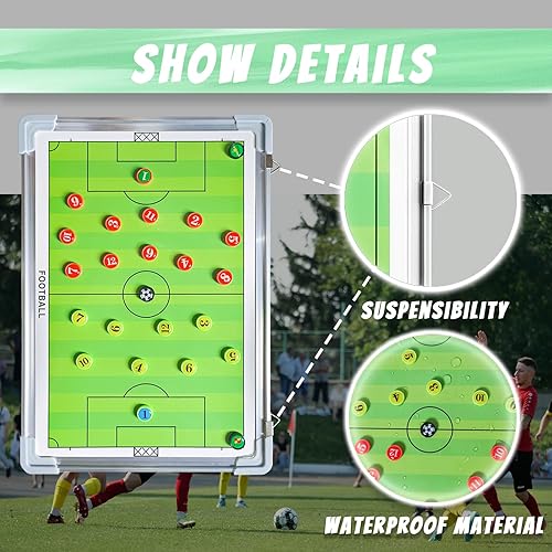 Miniatura 6 de Pure Vie Tabla magnética de tácticas de entrenamiento de fútbol, portapapeles de fútbol portátil para entrenadores de fútbol de borrado en seco,