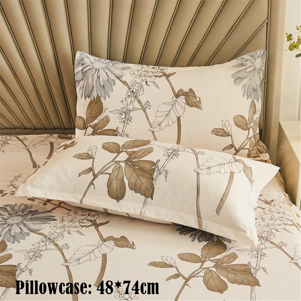 Morbuy 3 Pezzi Set Gonna da Letto per Singolo Matrimoniale e Una Piazza e Mezza Elasticizzata Copriletto con Volant Coprirete per Letto Lenzuola con 2 Federe (180x200cm,Stile 6)