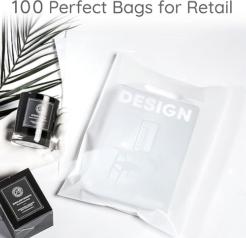 Miniatura 135 de 100 bolsas de 1.5 mil de grosor, 9 x 12 pulgadas, bolsas de agradecimiento con asas extragruesas perfectas para mercancía, pequeñas empresas y venta