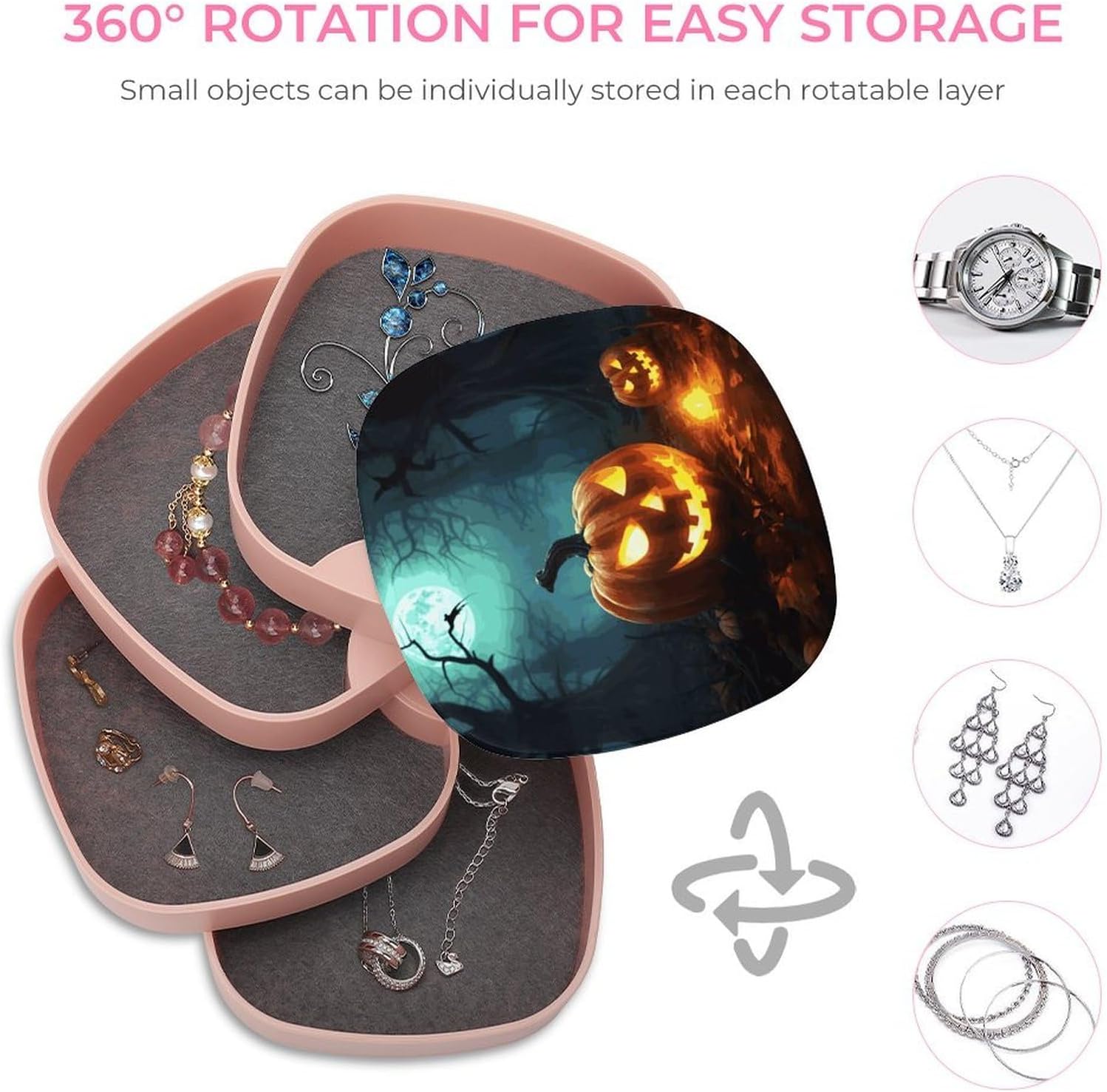 Happy Halloween Pumpkins 4-Layers 360°Rotating Jewelry Box image 4