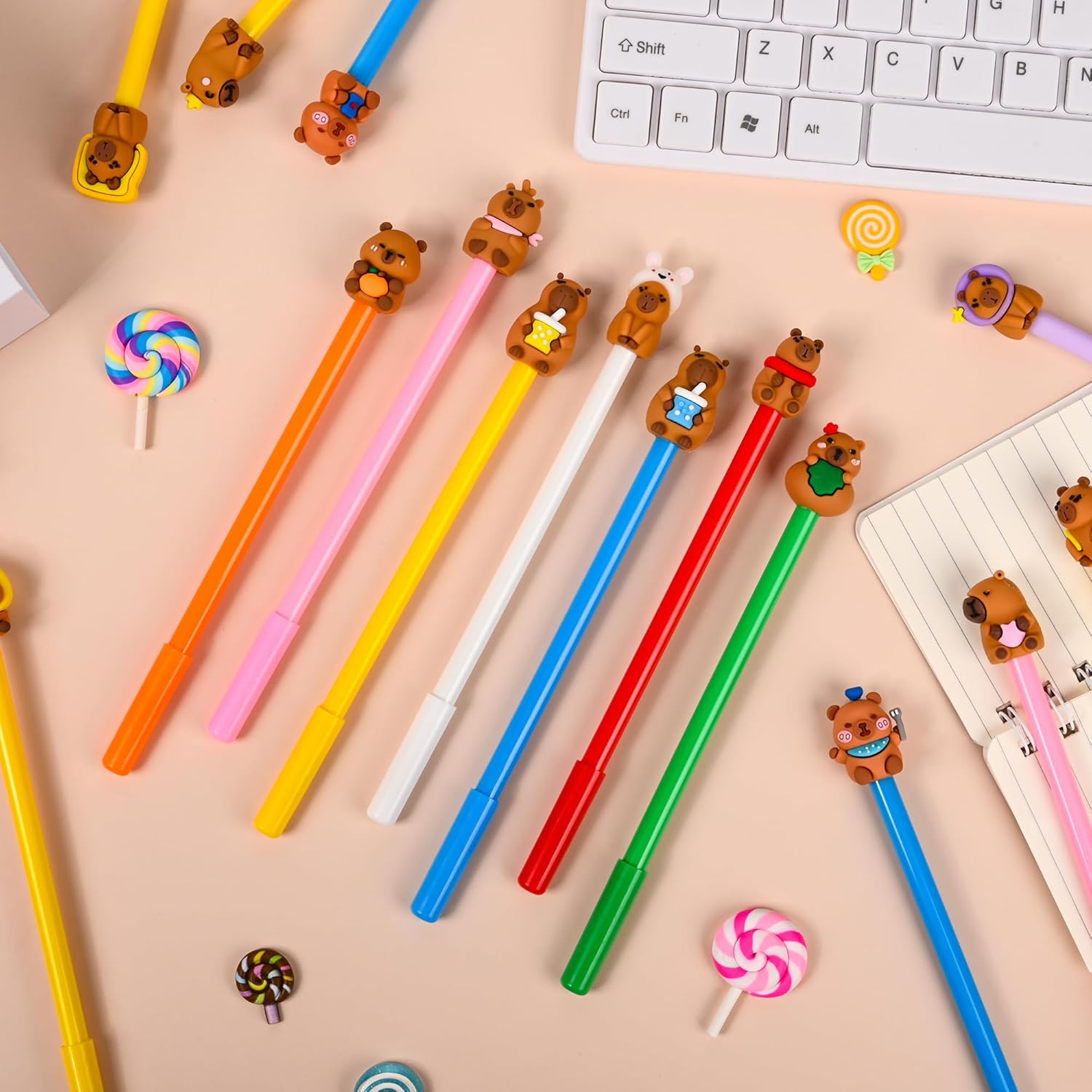 LiYiQ 25 Pcs Capybara Party Favor Gel Ink Pen Fun Pens Kawaii Capybara Black Pen, Cute Pens for Office Home Present