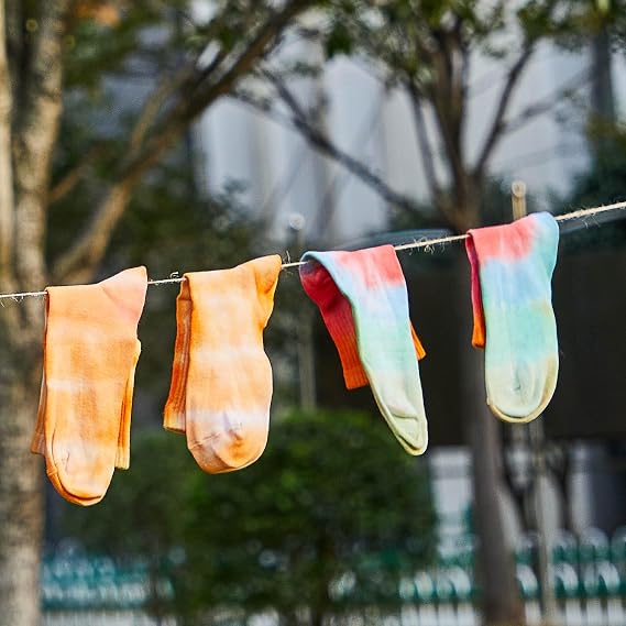 Silkfly White Cotton Socks for Tie Dye White Crew Ankle Socks Tie Dye kit Party Supplies (Large,10 Pairs)