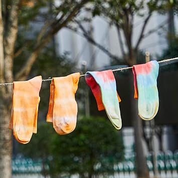 Silkfly White Cotton Socks for Tie Dye White Crew Ankle Socks Tie Dye kit Party Supplies (Large,10 Pairs)