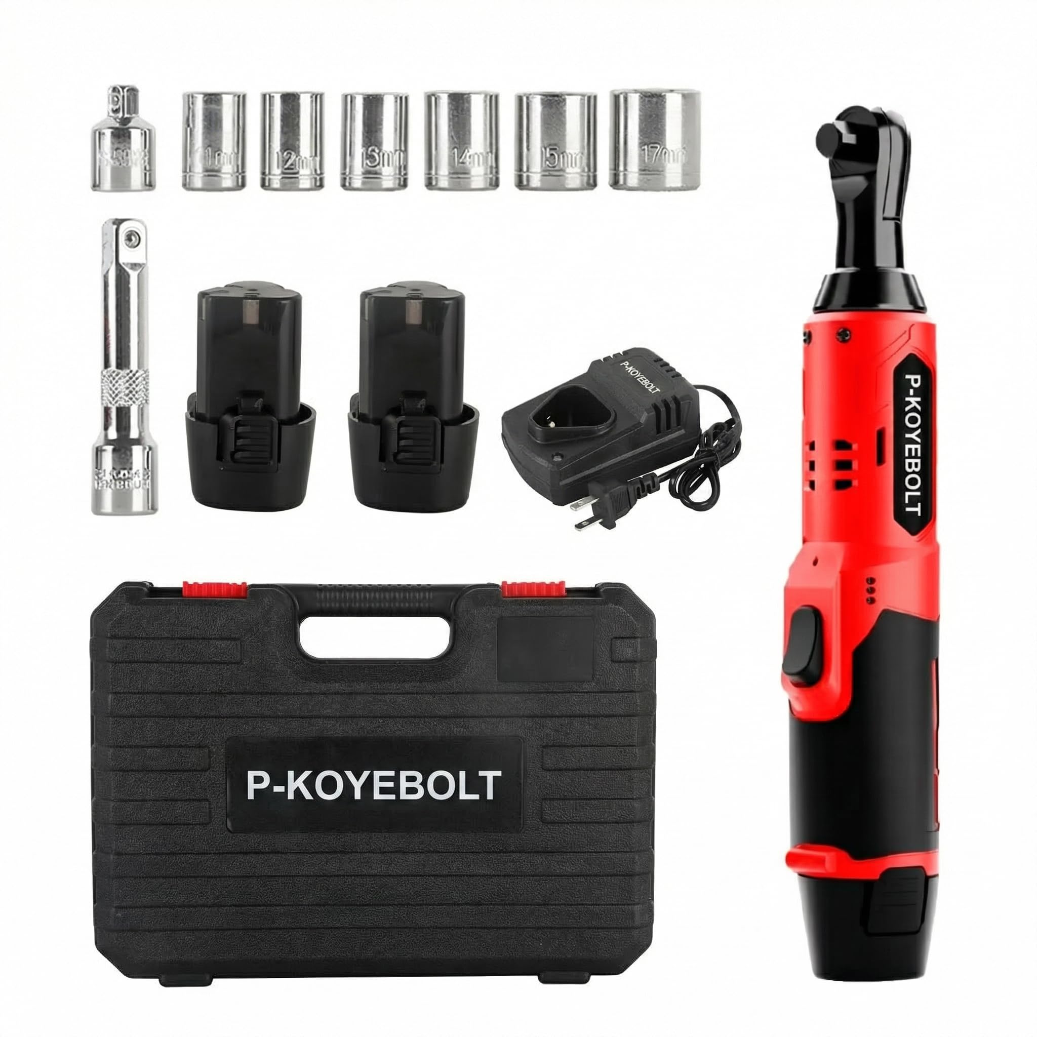 Electric Ratchet Wrench，2 Akkus und Schnellladegerät für Autoreparaturen, Heimwerkerarbeiten (57 Nm)