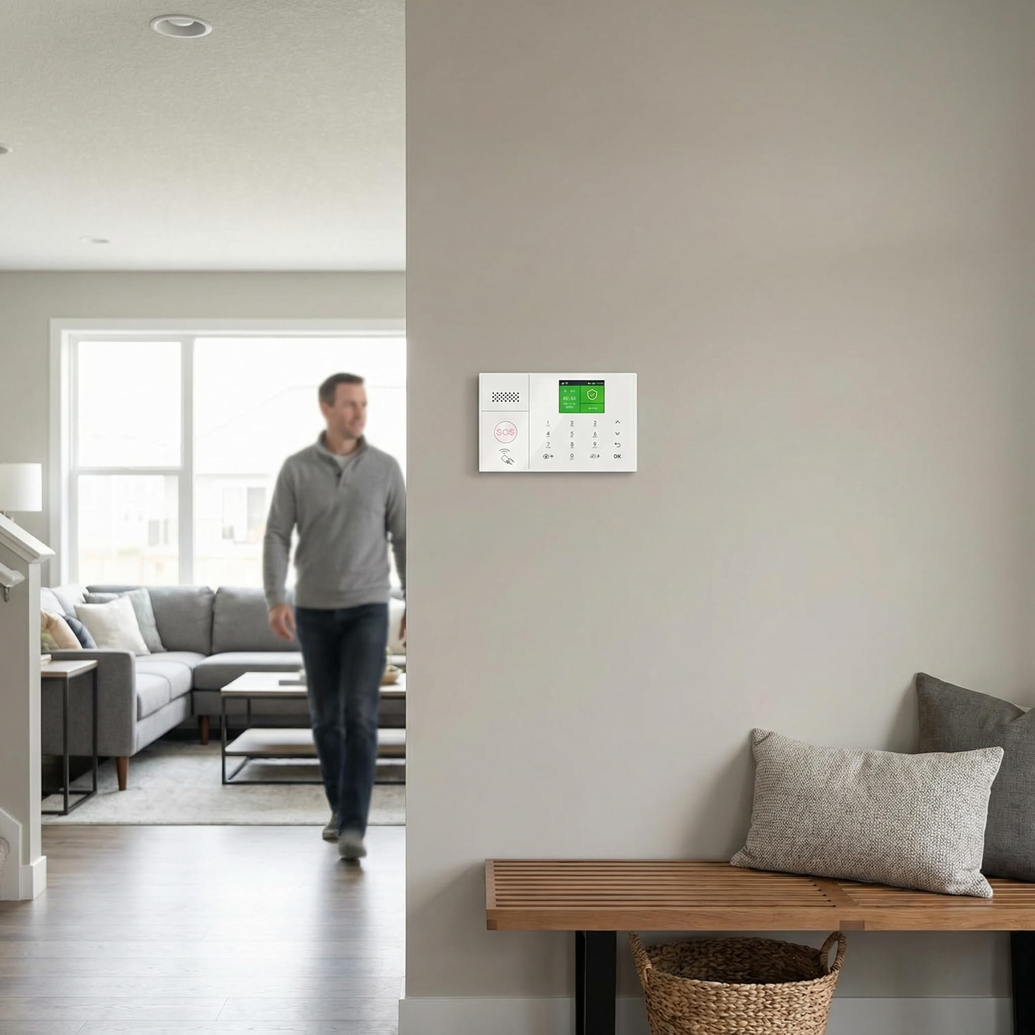 Alarmanlage Haus, WLAN/4G+GSM, Touchscreen, App-Steuerung– 24-teiliges Sicherheitssystem für Haus, mit Bewegungsmelder, Tür sensoren, Fernbedienungen, Alarmsirene, Funktioniert mit Alexa