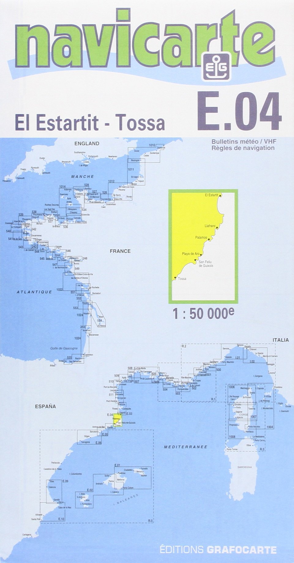 Carte marine El Estartit Tossa Costa Brava en espagnol