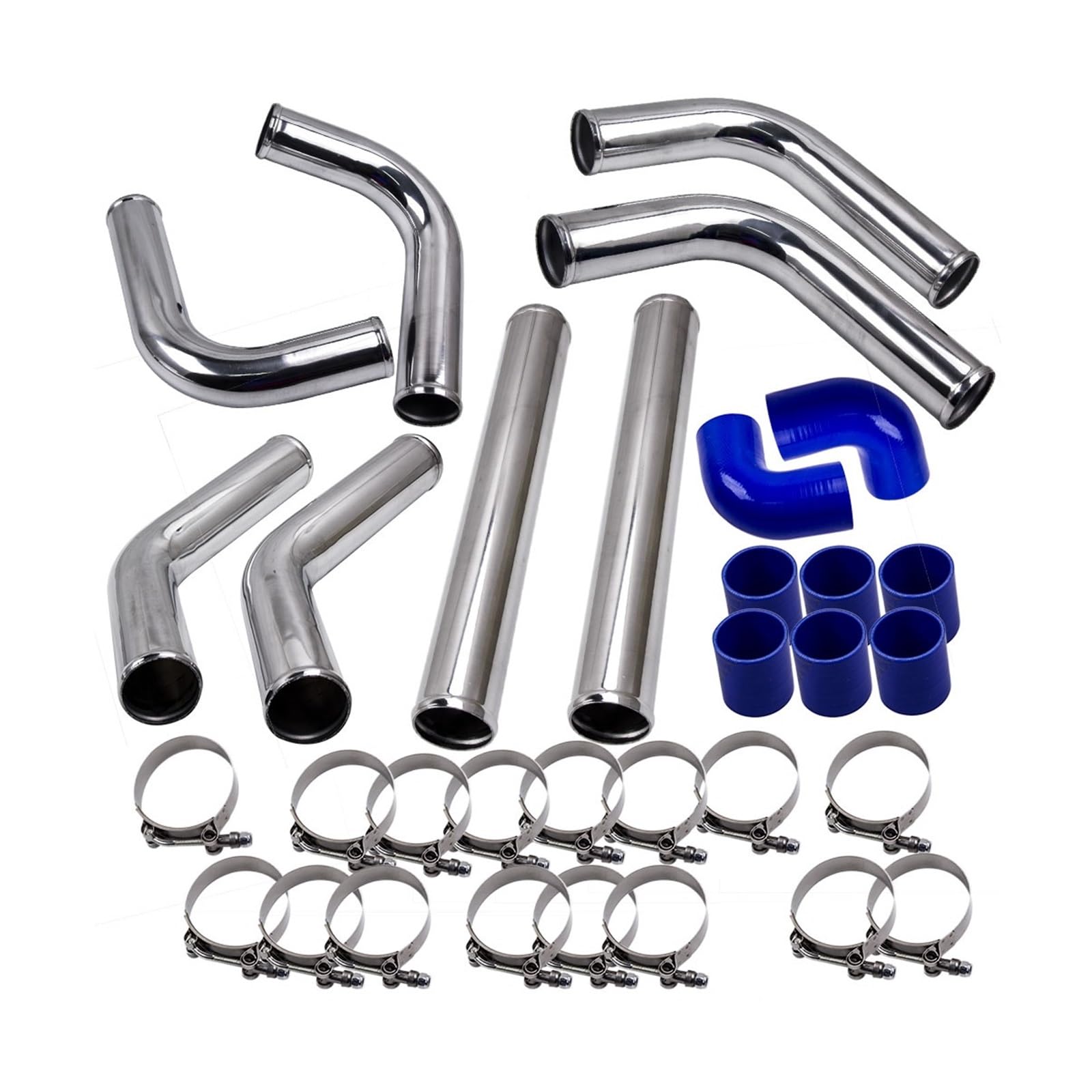 Turbocharged Intercoolers 2.5 inch Universal Aluminum Intercooler Turbo Piping Pipe Kit+ Silicone+Clamp
