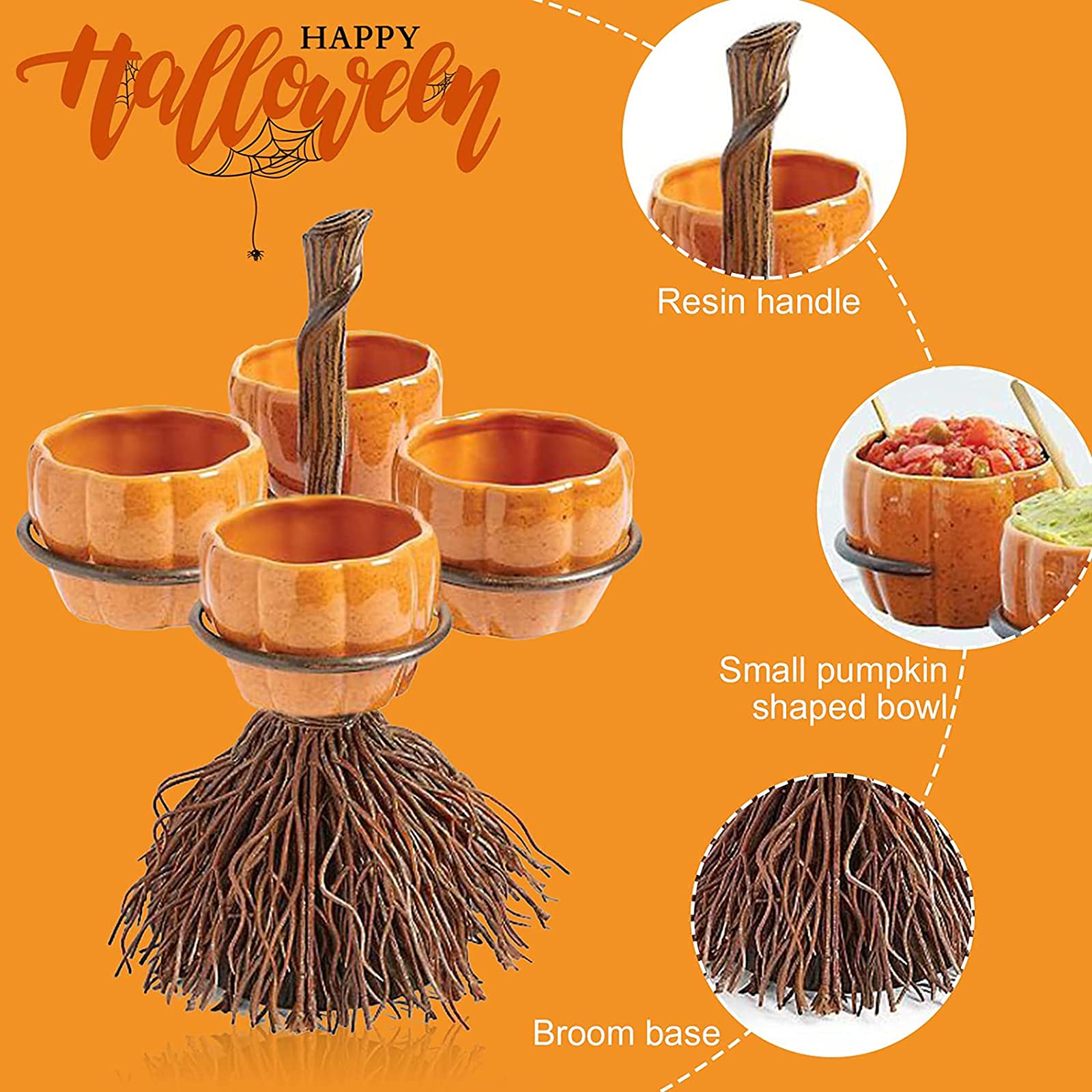 Support à Collations Citrouille Pour Halloween - Plateau Détachable Double Couche Pour Bonbons, Fruits, Snacks