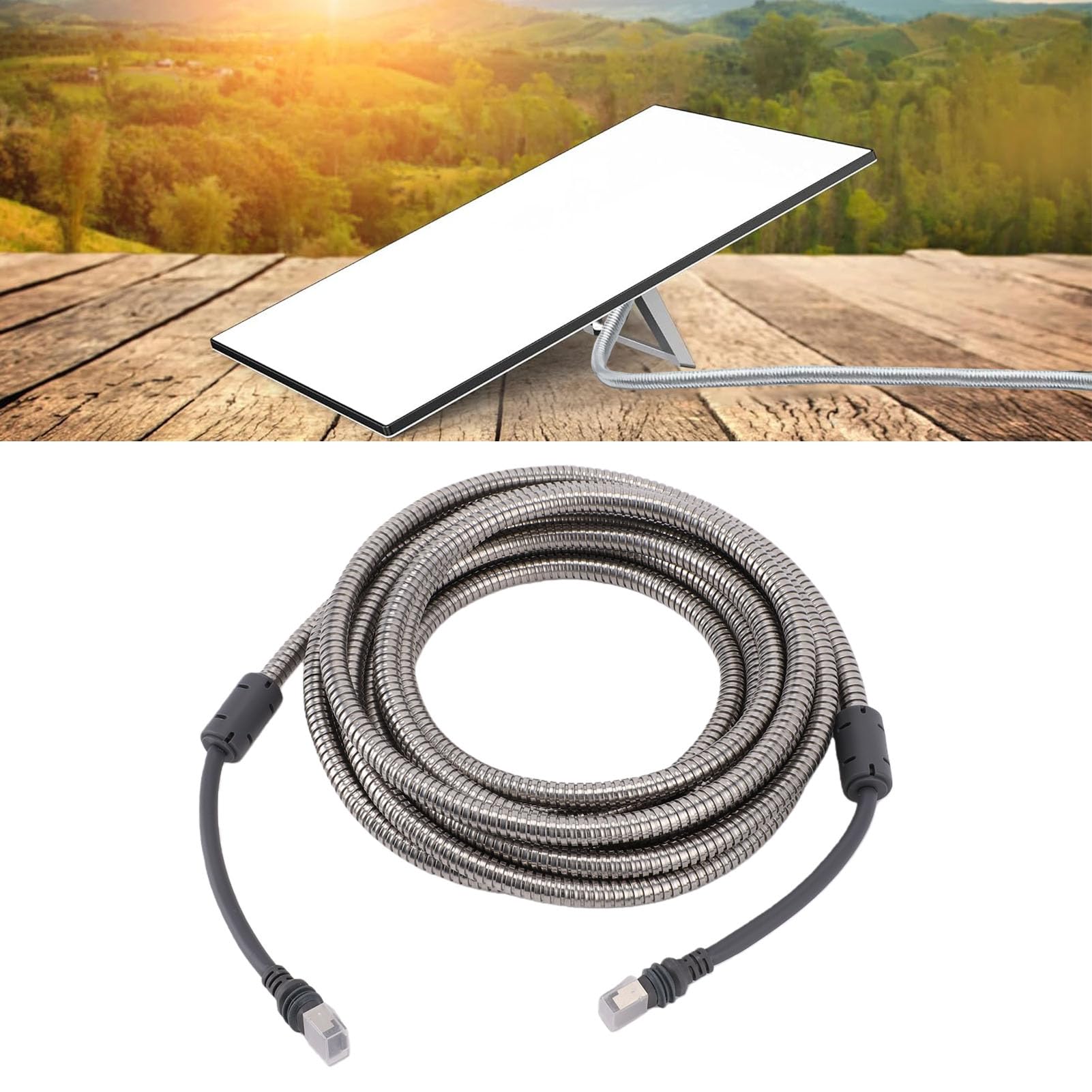 Walfront Câble D'extension Rectangulaire de Remplacement pour Antenne Satellite, 5 M, Mini Ethernet 2000 Mbps, Câble LAN Internet Haut Débit pour Gen3, étanche IP68, Gris