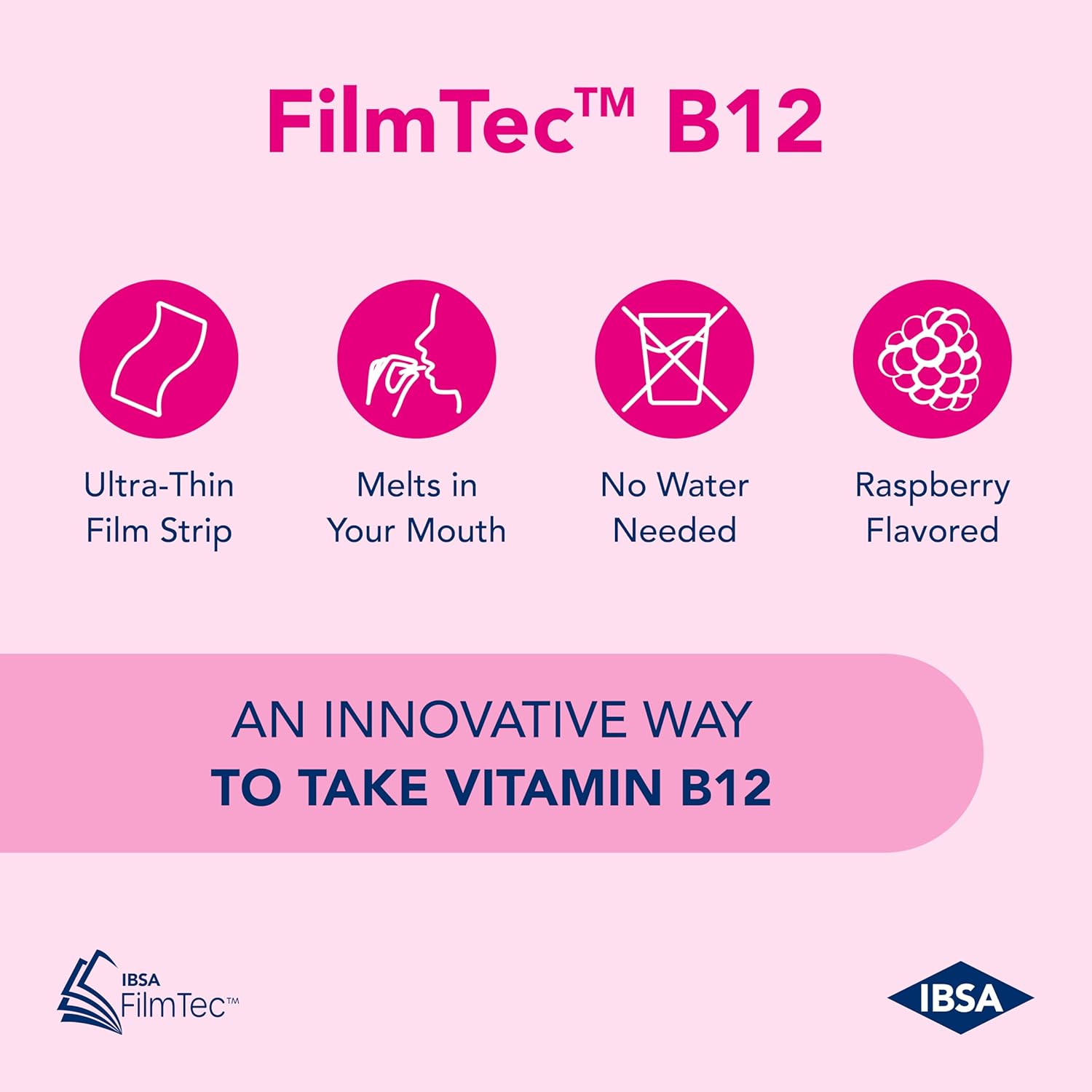 Ibsa FilmTec B12 - Dietary Supplement – 500 mcg Vitamin B12-30 Oral Dissolving Films for Immediate Release and Tolerability - Gluten-Free, Lactose-Free, Sugar-Free, Non-GMO - Image 2