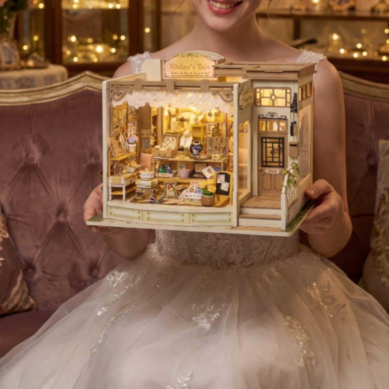 Miniatur-Schmuckladen detailgetreu Schmuckgeschäft-Modellbausatz kompakt Modellhaus für Sammler, Regal