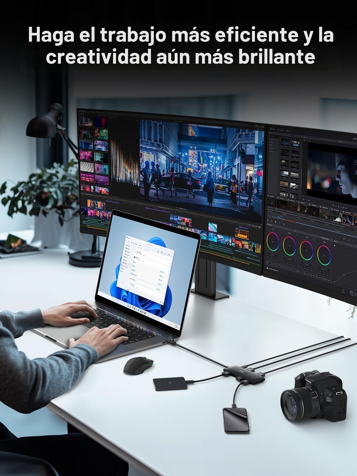 Lemorele Docking Station USB C Dual HDMI 4K60Hz, Hub USB Dual Monitor con 2*HDMI, 4 USB 3.0/2.0, PD 100W para MacBook/Windows/DELL/HP