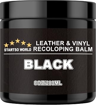 STARTSO WORLD Leather Recolouring Balm 200ml | Black Leather Repair Kit for Furniture, Leather Color Restorer for Couches | Leather Dye | Repair, Restore & Renew Old, Faded Leather
