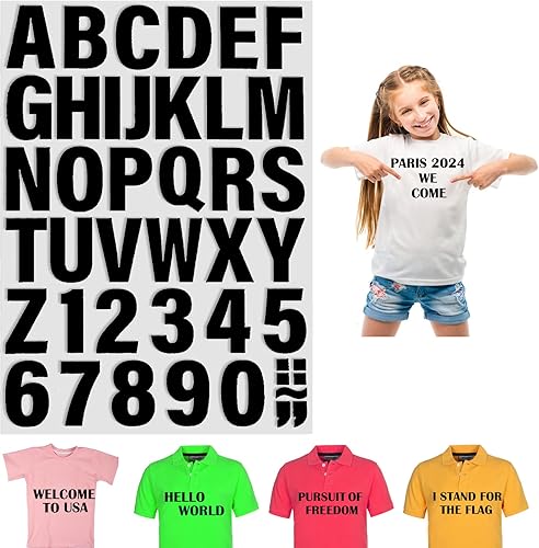 Miniatura 1 de 6 hojas de letras termo-adhesivas para ropa, letras de vinilo para planchar de gran tamaño de 2 pulgadas con letras de transferencia de calor de la