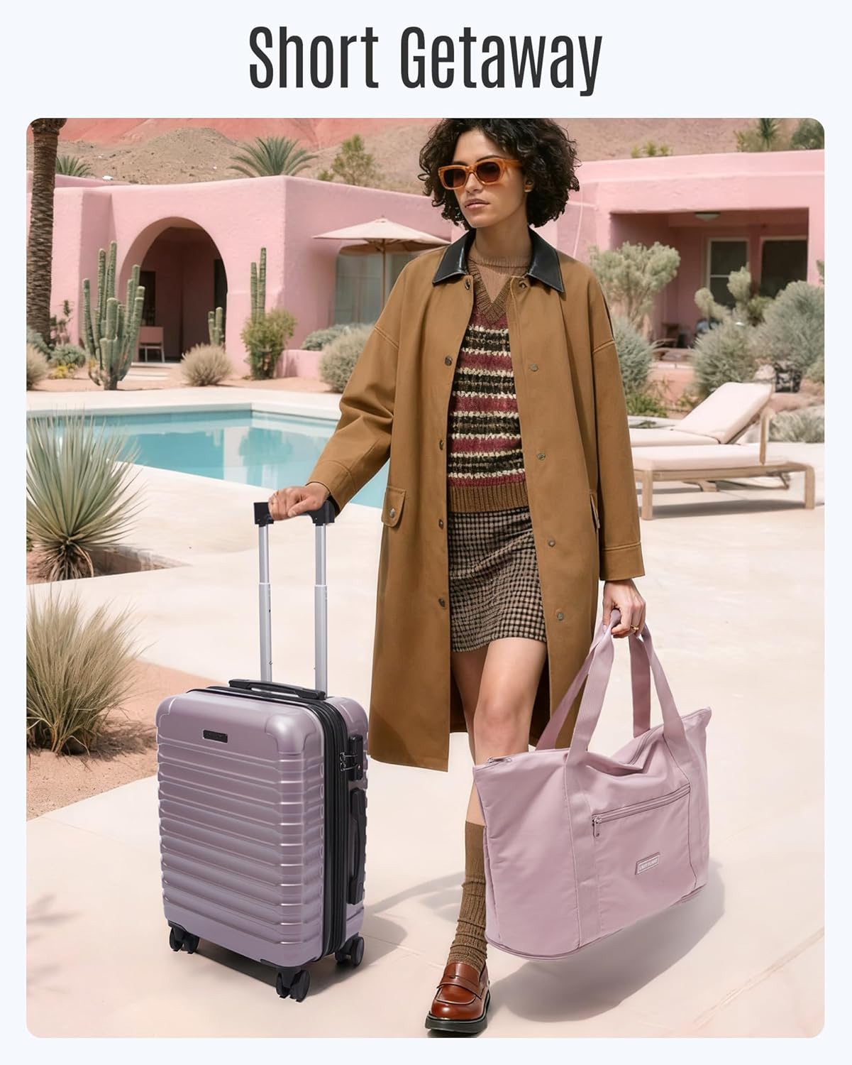 LIGHT FLIGHT Luggage Sets, Carry On Luggage 22x14x9 Airline Approved, Carry On Travel Bag Suitcases with Wheels, Expandable Hardside Lightweight Rolling with TSA Lock 2-Piece Set (DB/20),Rose Purple - Image 2