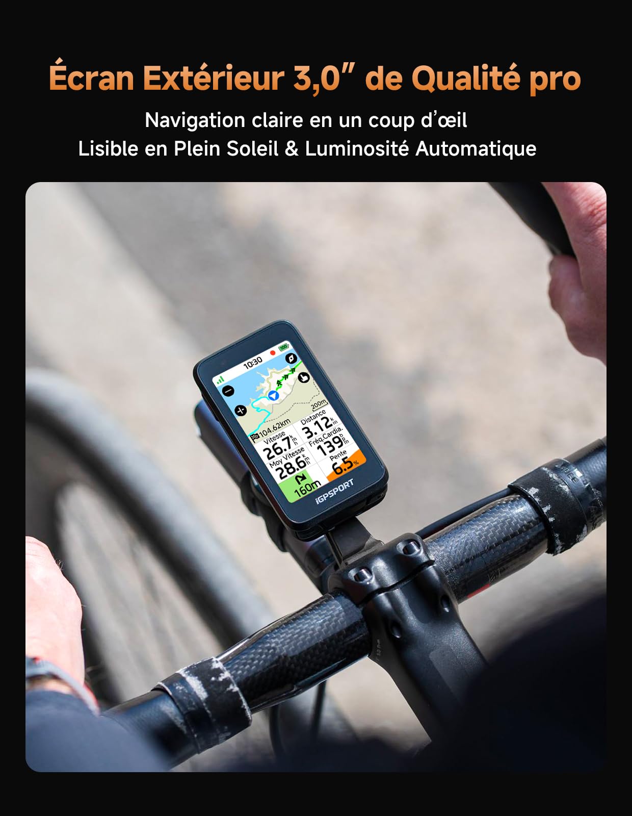 iGPSPORT BiNavi Air Compteur Velo sans Fil, 3" Tactile HD Navigation Vocale & Carte Prédiction de Virage sécurisée iClimb 3.0, 30h Compteur Velo GPS