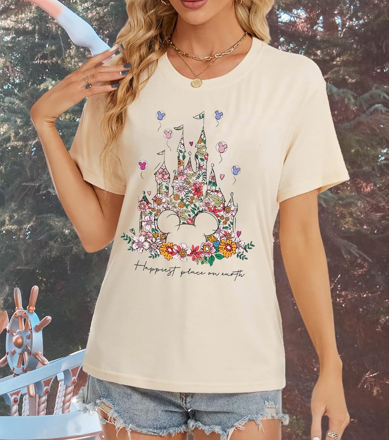 Magical Shirt for Women Castle Graphic Tee Magic Kingdom T Shirt Cute Holiday Vacation Shirt Short Sleeve Casual Tops - Image 4