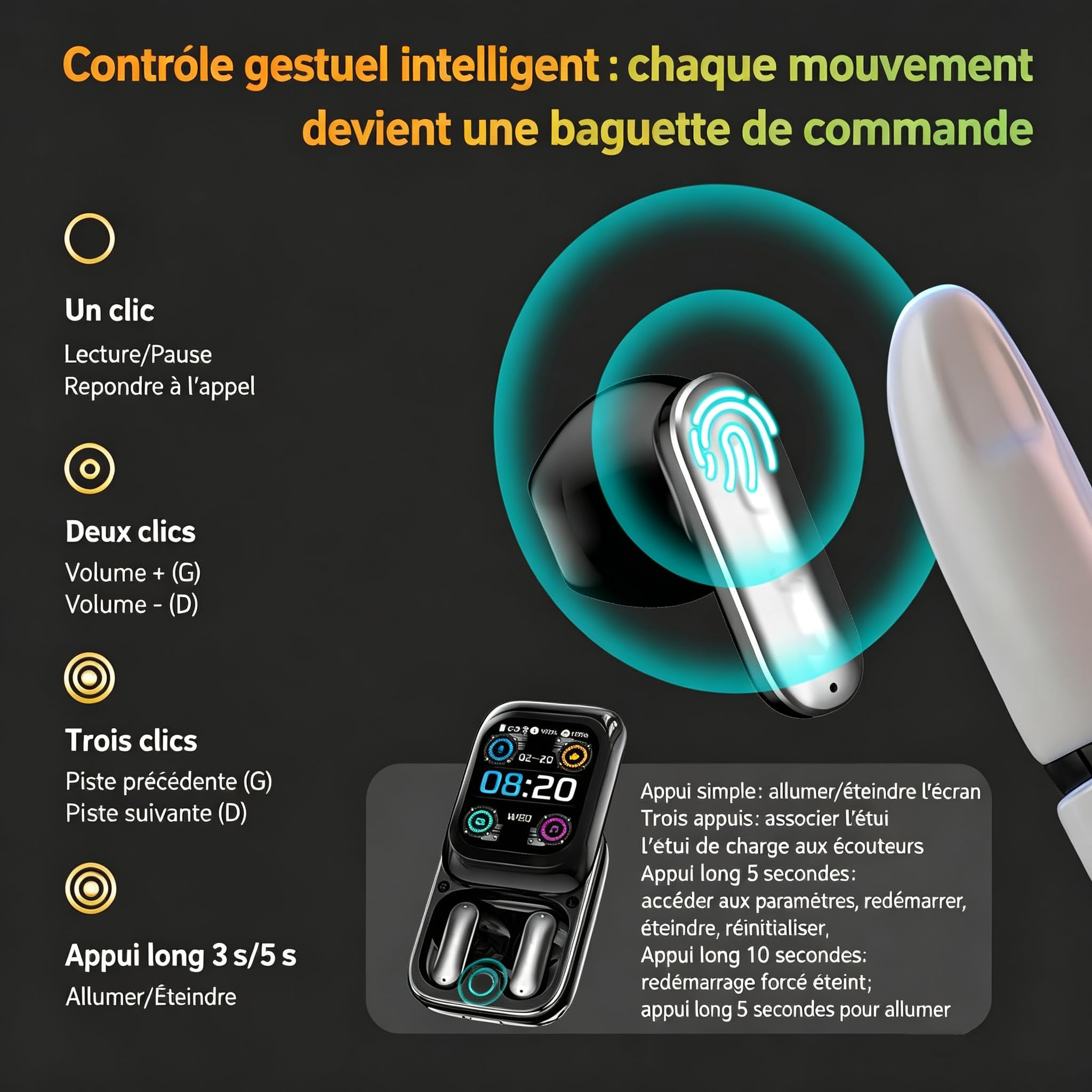 NE48 AI - Auriculares traductores instantáneos con 165 idiomas, Bluetooth 6.0 con pantalla táctil deslizante, 8 modos de traducción, autonomía de 60 h, auriculares para viaje, reunión, estudio