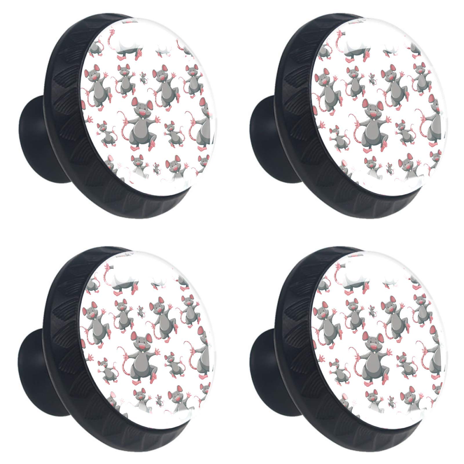 Bouton de tiroir motif souris en verre gris pour relooker un meuble de bureau