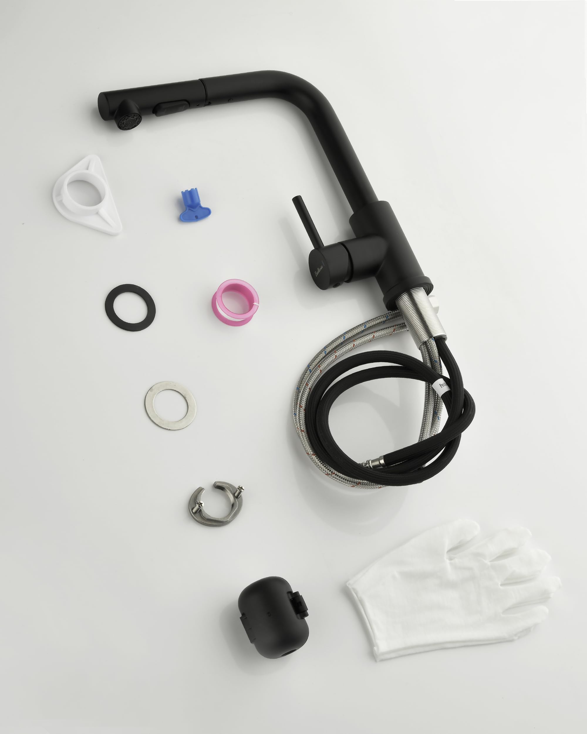 Mitigeur de cuisine extractible Baollansa, acier inoxydable, haute pression, douchette, 2 jets, pivotant 360°