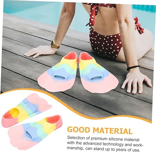 Miniatura 7 de SUPVOX Aletas de natación de silicona flexibles para aletas ligeras y portátiles para nadar y esnórquel, cómodas aletas cortas para niños y