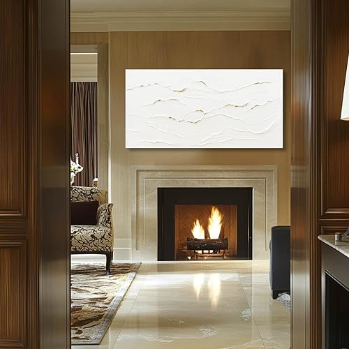 Miniatura 6 de WINKAILIN Pintura blanca, ilustraciones decorativas simples de 29 x 58 pulgadas, arte abstracto de pared para sala de estar, decoración moderna para