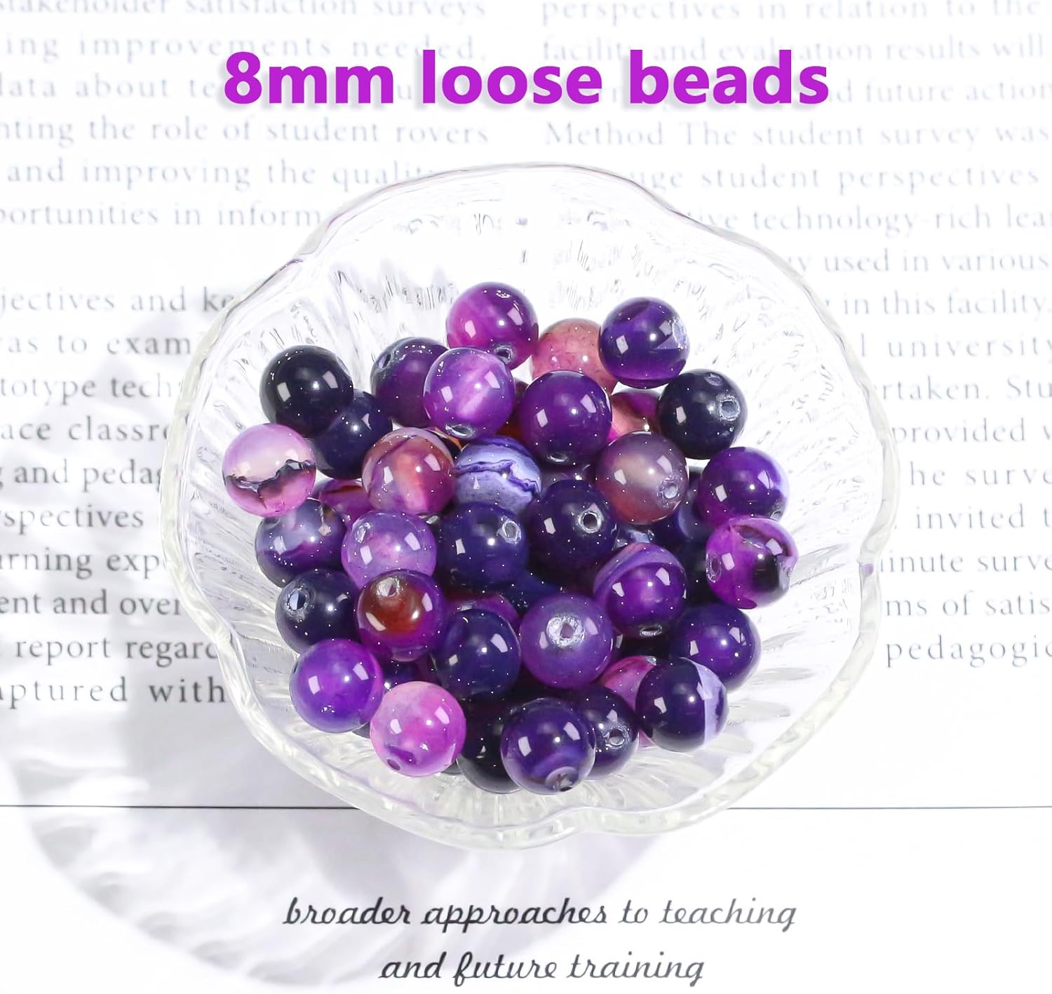 8mm Natural Gemstone Round Loose Beads Purple Agate for Jewelry Making DIY Crystal Bracelet Necklace (45-48pcs/strand) - Image 3