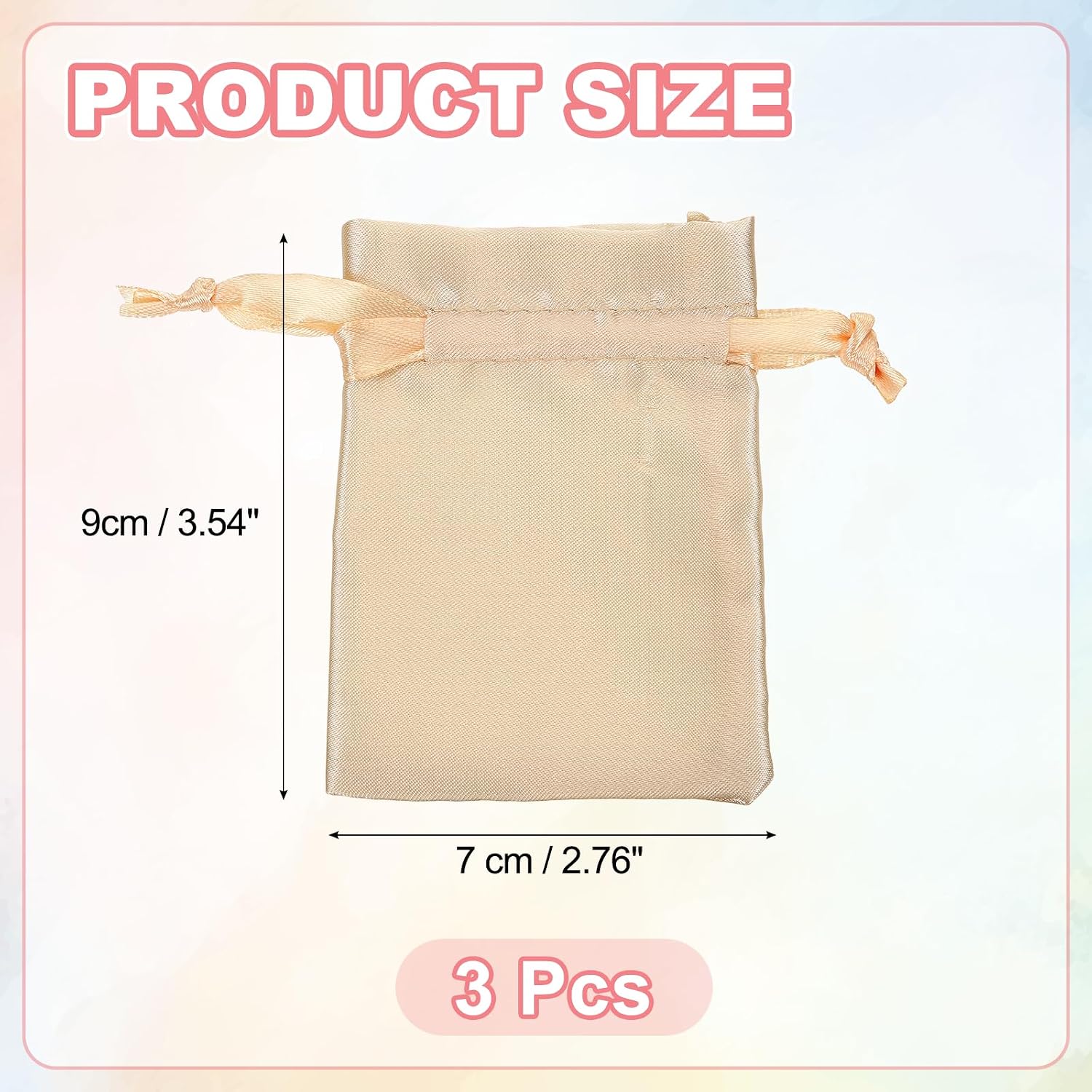 PATIKIL Satin Drawstring Favor Bags, (3.5" x 3", Champagne) (3Pcs), Satin Gift Bags Gift Pouches with Drawstrings, Suit for - Wedding/Festival/Birthday/Celebration image 2