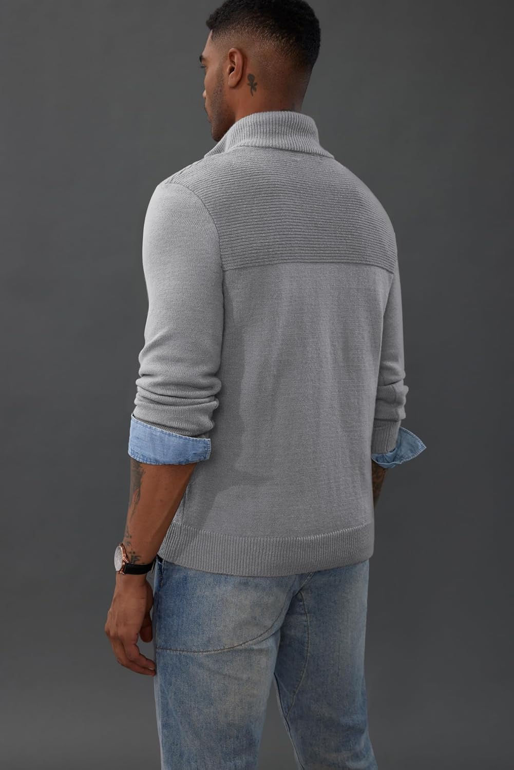 PJ PAUL JONES Men's Quarter Zip Sweater Slim Fit Casual Pullover Sweater Mock Neck Polo Sweaters - Image 8