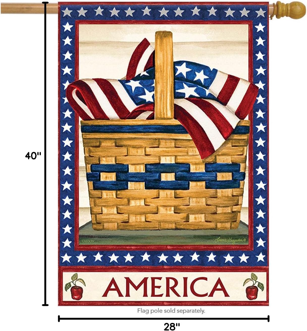 Carson Home Accents Outdoor Flag, America Basket, Large