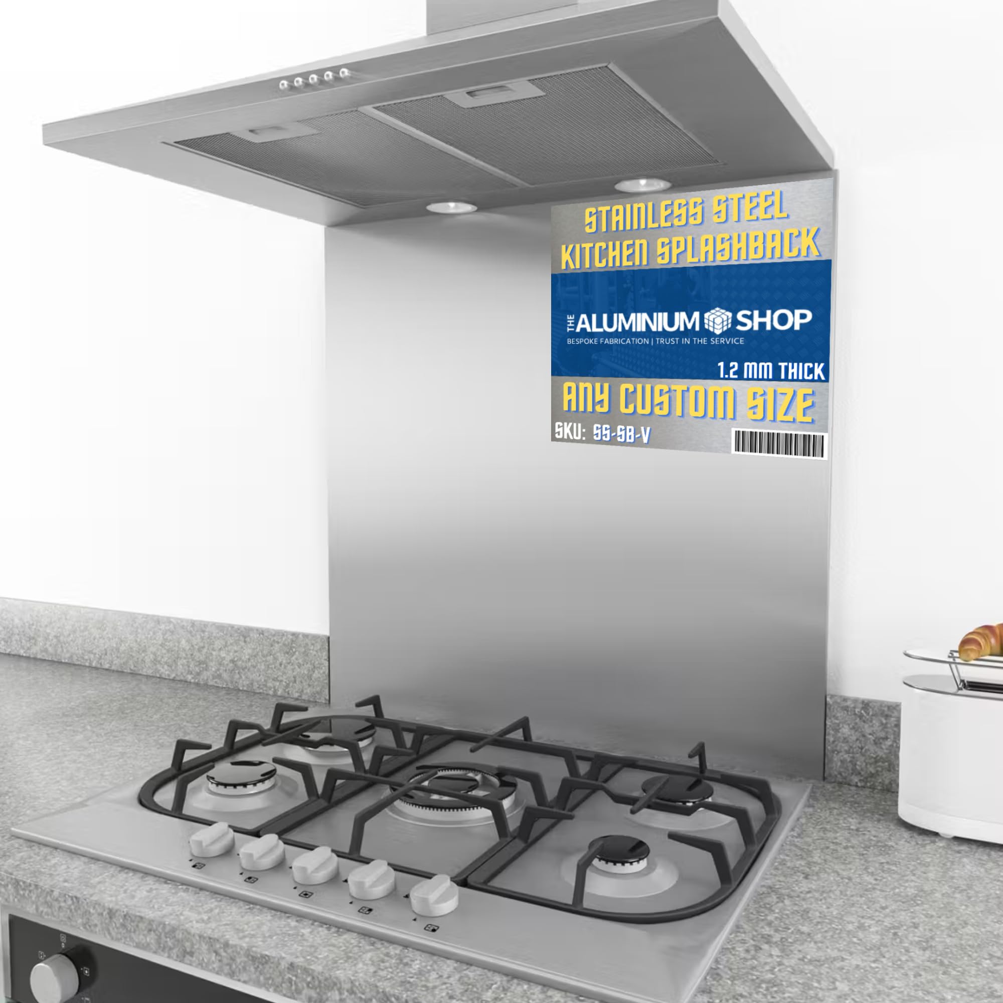 Stainless Steel 1.2mm Thick Brushed Kitchen Splashback (700mm x 750mm) [Energy Class A+++]