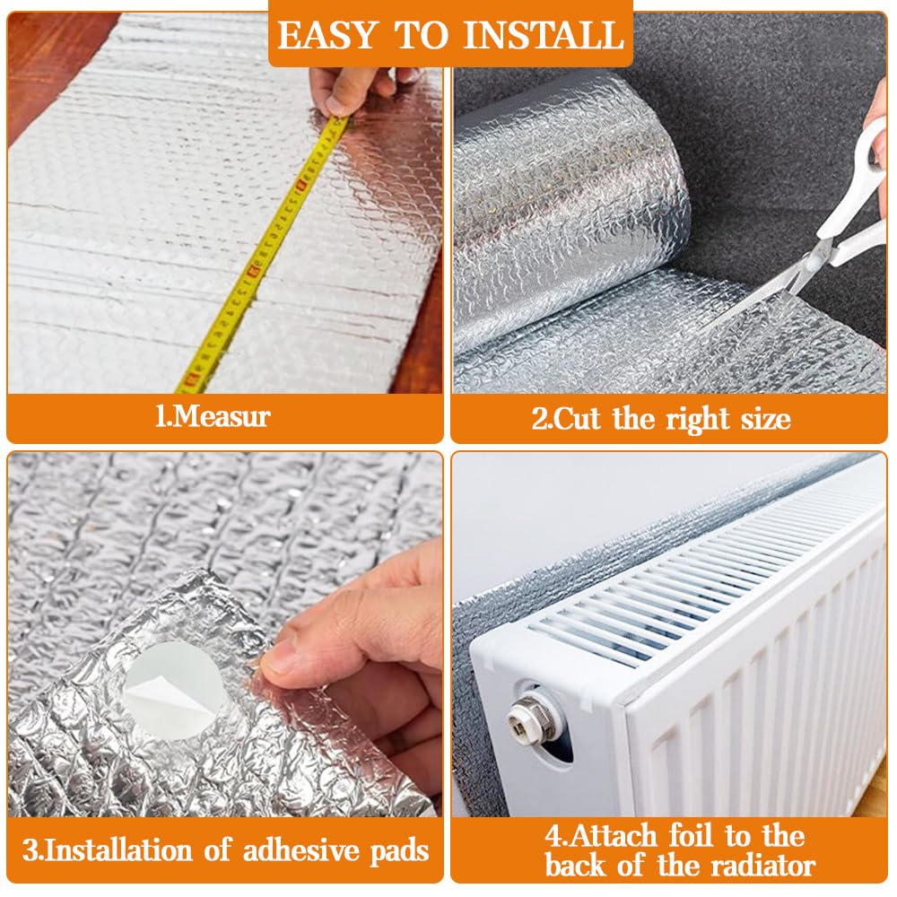 Eco-Friendly Radiator Reflector Panels 0.6m x 1.2m, Bubble Foil Insulation for Heat Retention Roof & Wall Thermal Barrier - Image 4