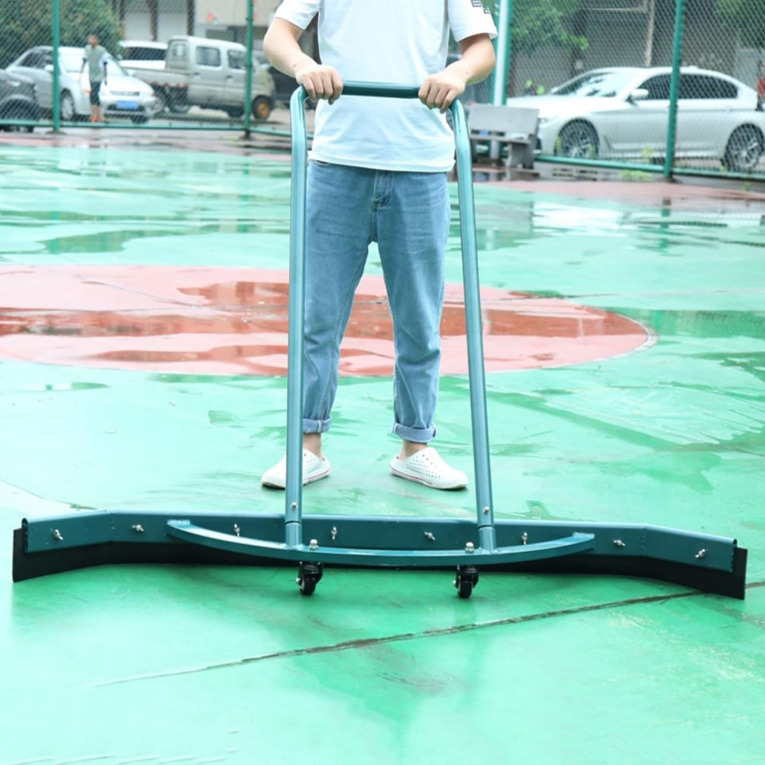 Rasqueta portátil para cancha de tenis con tiras reemplazables, barredora de suelo móvil para eliminación de agua, 135 x 92 cm