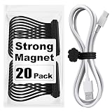 SOOOEC Magnetic Cable Ties 20 Pack, Cute Cloud 7.2 Silicone All Black | Strong Magnet Hold / Embedded Safe Magnet / Easy Slide Open / Soft Flex Silicone / Multi Use / Smiling Cloud / Fridge Magnet