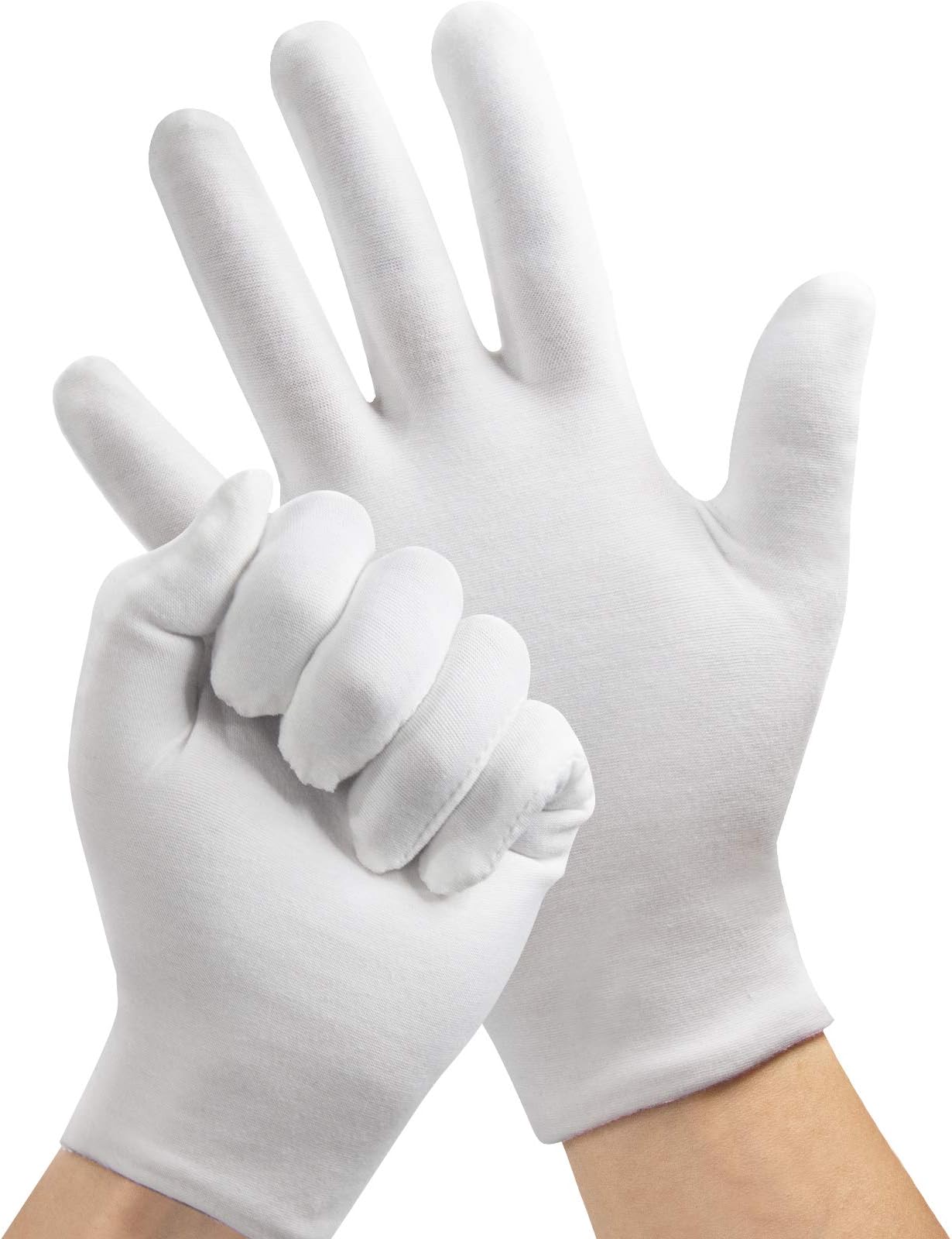 White Gloves, 7 Pairs Thicken Cotton Gloves, Moisturizing Gloves Overnight, One Size Fit White Gloves Women and Men, Washable Cotton Gloves Eczema Gloves, White Cotton Gloves for Dry Hands