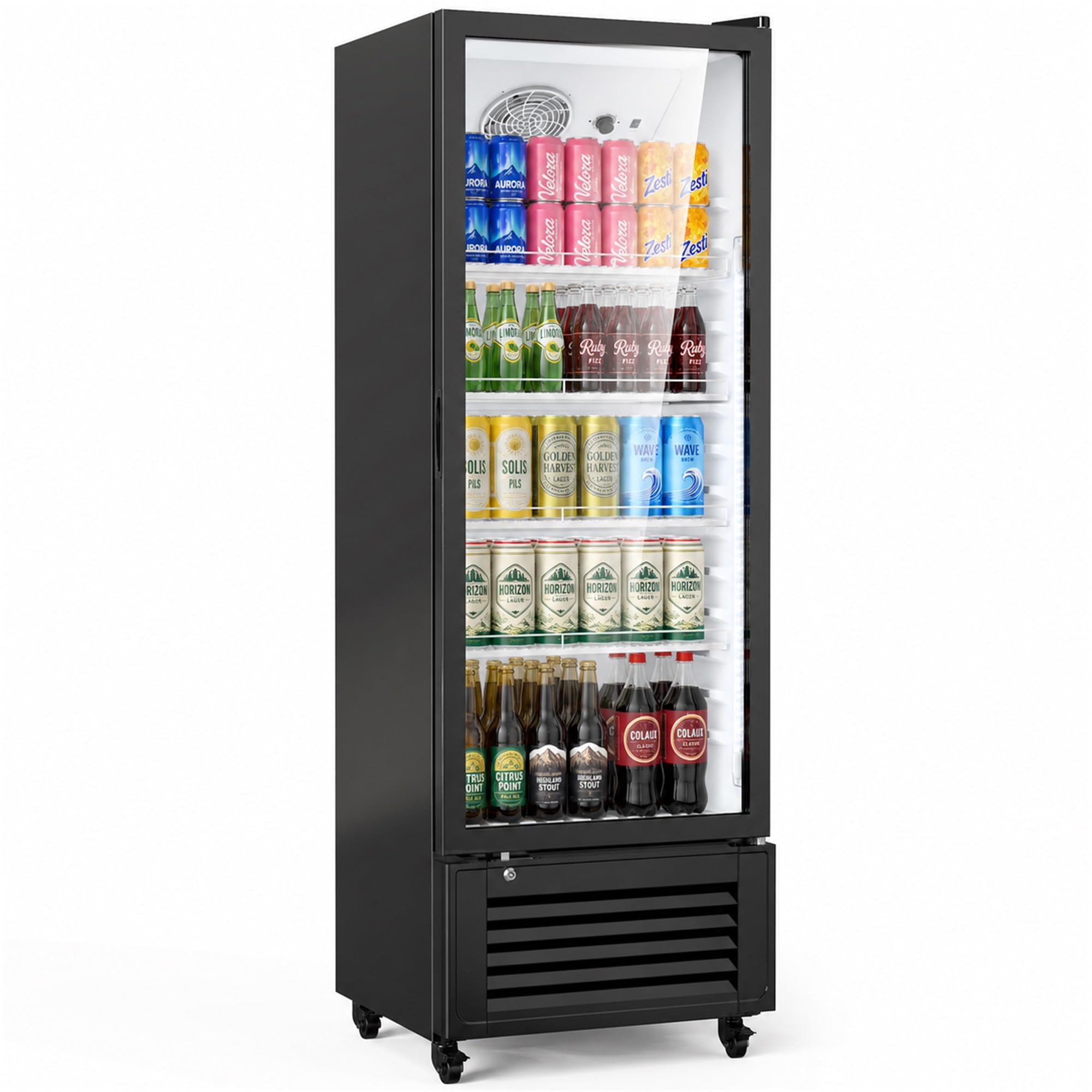 Mojgar Commercial Refrigerators, 11 Cu.Ft Beverage Fridge with Glass Door