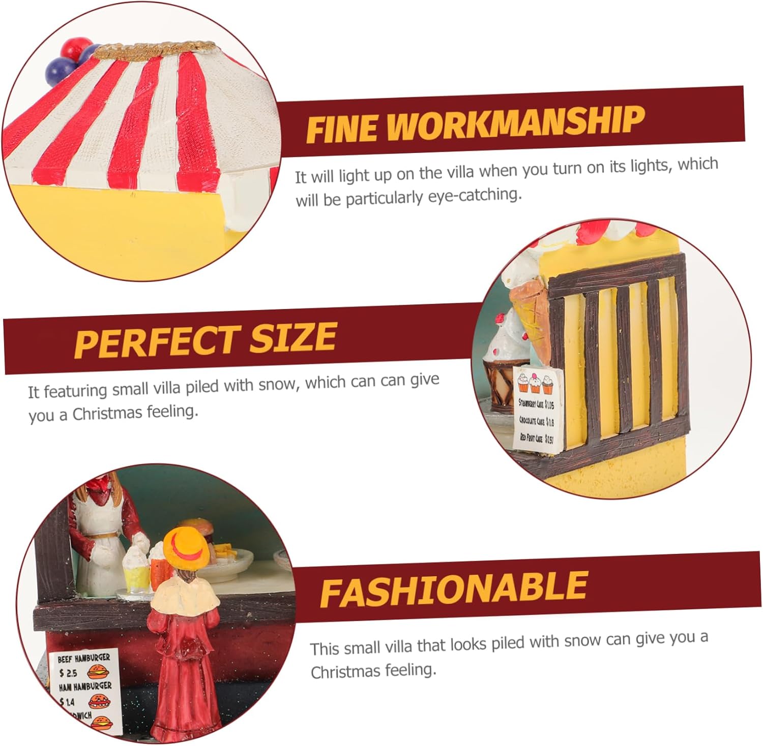 Christmas Luminous Resin LED Light House Desktop Ornament for Holiday Decor Battery Not Included Festive Christmas Village House for Indoor Display