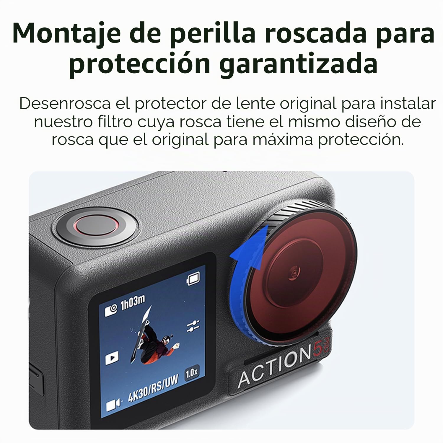 Filtro protector de lente impermeable para DJI Osmo Action 5 Pro/Action 4 cámara deportiva, filtro de cubierta protectora de lente subacuática antivaho (rojo)