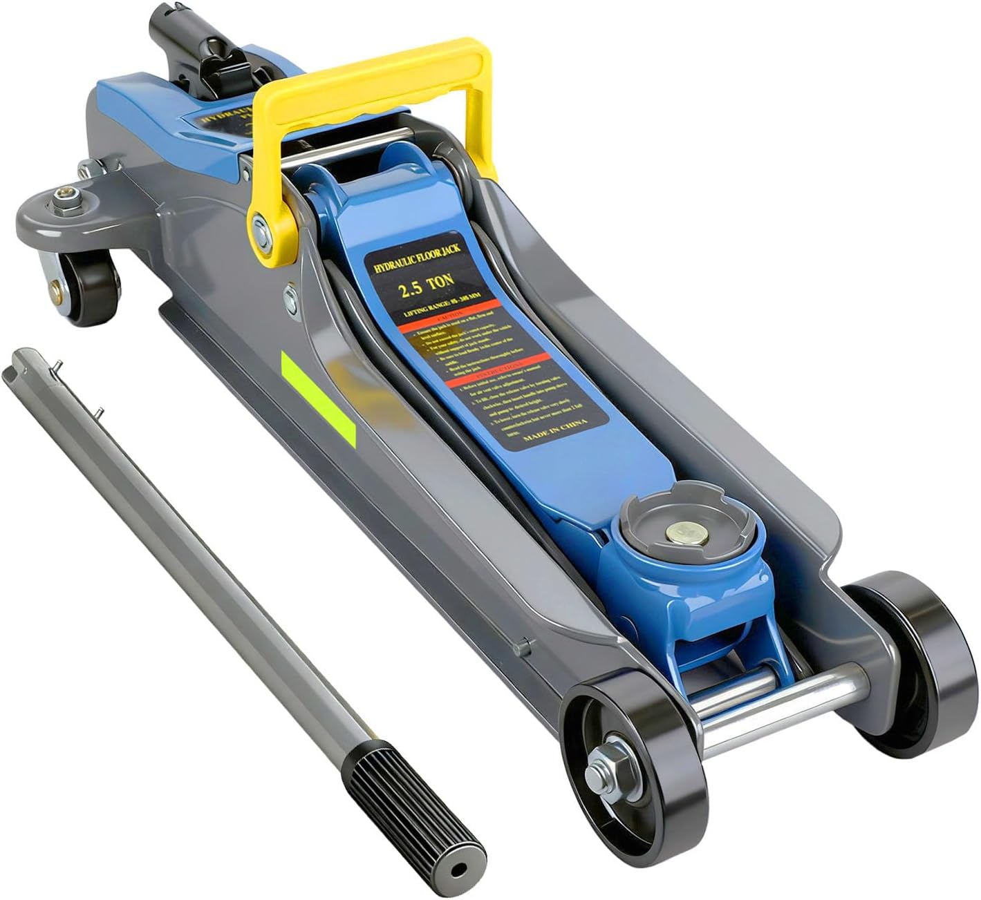 LARBANKE 2.5T Low Profile Floor Jack: Quick Lift 3.35-15.16", 5500 lbs Capacity, Portable Handle, Reflective Strip, Blue