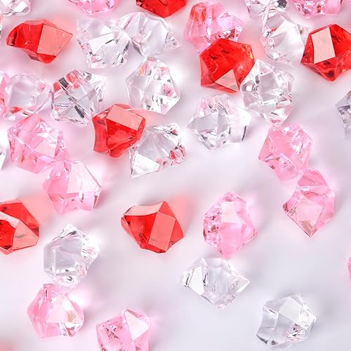 Vista 120 de Babenest - Rocas de hielo trituradas acrílicas, 150 piezas de cristales falsos, cubos de hielo de plástico, gemas de diamantes para rellenos